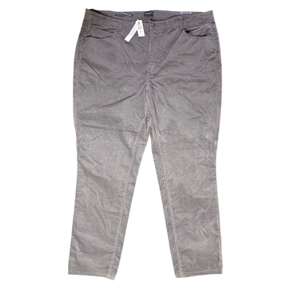 Talbots‎ Women's 20W Gray Velveteen Straight Leg Pants Slimming Plus Size